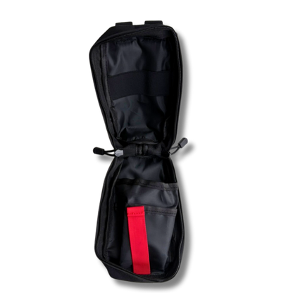 Open LifeSaver medical emergency pouch showing organised contents for the black variant