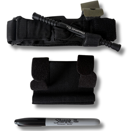 LifeSaver Tourniquet Set in black with Dnipro Tourniquet Gen 2, holder and permanent marker