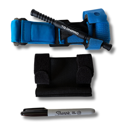 LifeSaver Tourniquet Set in blue with Dnipro Tourniquet Gen 2, holder and permanent marker