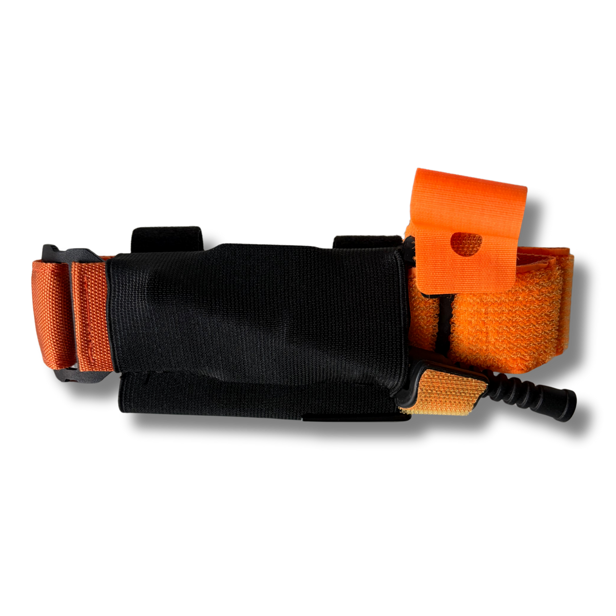 Front view of the orange LifeSaver Tourniquet Set holder
