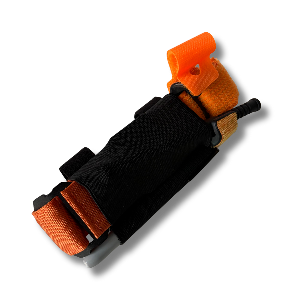Side view of the orange LifeSaver Tourniquet Set holder